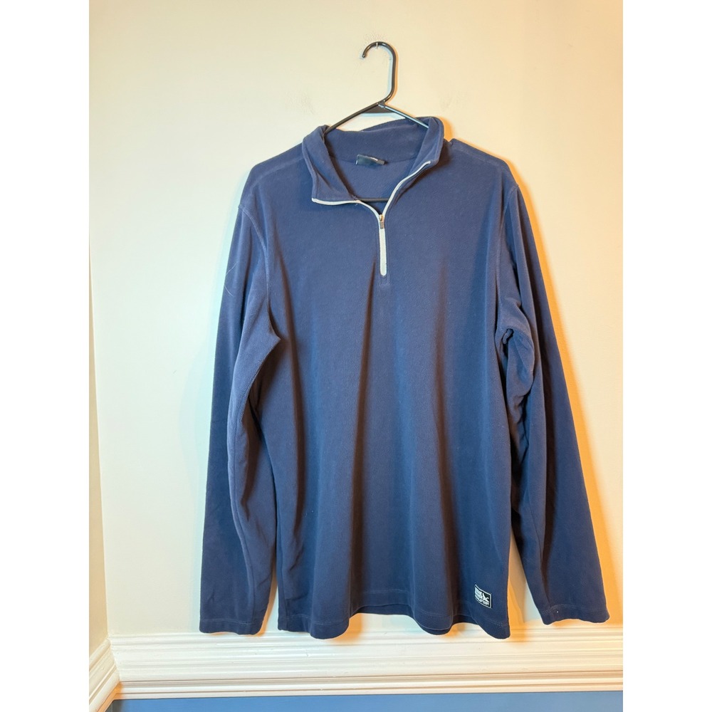 Eddie Bauer Fleece Pullover Mens TL Navy Blue Quarter Zip Tall Long Sleeve